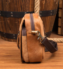 Cool Brown Leather Waist Bag Belt Pouch Small Side Bag Messenger Bag Courier Bags for Men