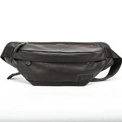 Black Cool Leather Mens Chest Bag Waist Bag Fanny Pack Hip Bag Bum Pack For Men