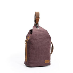 Canvas Leather Mens White Chest Bag One Shoulder Backpack Green Sling Bag for Men - imessengerbags
