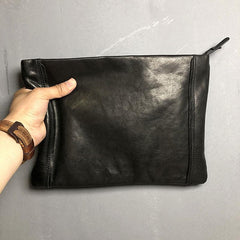 Genuine Leather Braided Mens Clutch Cool Slim Wallet Zipper Clutch Wristlet Wallet for Men