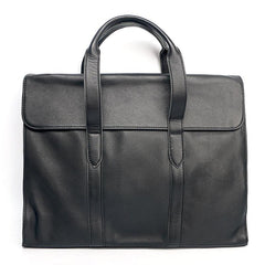 Vintage Black Mens Leather Briefcases Work Handbag Brown 14'' Computer Briefcases For Men - imessengerbags