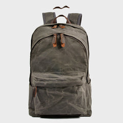 Waxed Canvas Mens Large College 14'' Computer Black Backpack Travel Backpack for Men - imessengerbags