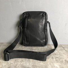 Cool BROWN LEATHER MEN'S Vertical Small Side Bags MESSENGER BAG BLACK Black Courier Bags FOR MEN - imessengerbags