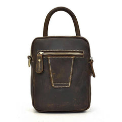 Cool Black Coffee Leather Men Vintage Mini Handbag Small Shoulder Bags Messenger Bag For Men