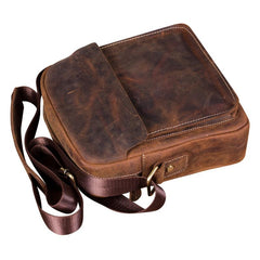 Badass Brown Leather Men's Vertical Side Bag 10inch Vertical Messenger Bag For Men - imessengerbags