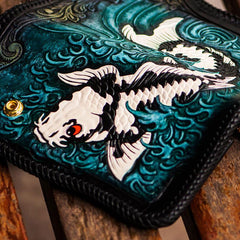 Handmade Leather Carp Mens Chain Biker Wallet Cool Leather Wallet With Chain Wallets for Men