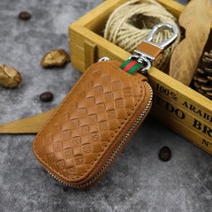 Embossed Brown Leather Men's Key Wallet Key Case Car Car Key Holder For Men - imessengerbags