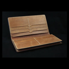 Handmade Leather Tooled Shakya Muni Buddhism Mens Long Wallet Cool Leather Wallet Clutch Wallet for Men - imessengerbags