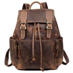 Dark Brown Mens Leather 13 inches Laptop Computer Backpacks Cool Travel Backpacks School Backpacks for men - imessengerbags