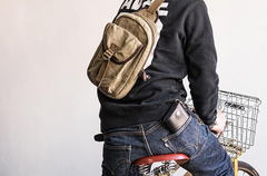 Canvas Mens Cool Chest Bag Sling Bag Crossbody Bag Travel Bag Hiking Bag for men