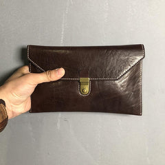 Cool Leather Black Mens Clutch envelope wallet Brown Clutch Wallet Wristlet Wallet for Men - imessengerbags