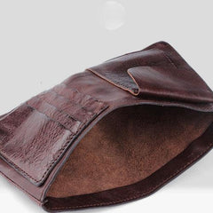 Genuine Leather Mens Cool Slim Leather Wallet Men Small Wallets Bifold for Men - imessengerbags