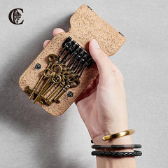 Cool Black Men's Leather Key Holder Car Key Case Card Holder For Men - imessengerbags