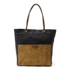 Casual Canvas Leather Black Ladies Mens Shopping Bag Tote Bag Shoulder Bag Tote Purse For Women - imessengerbags
