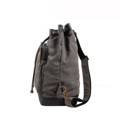Fashion Canvas Leather Mens Bucket Sling Bag Sling Pack Khaki Canvas Sling Backpack for Men