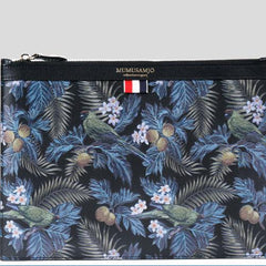 Handmade Leather Mens Clutch Parrots Cool Slim Wallet Zipper Clutch Wristlet Wallet for Men
