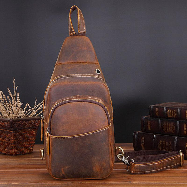 Cool Leather Chest Bag Sling Bag Sling Crossbody Bag Sling Travel Bag Sling Hiking Bags For Men - imessengerbags
