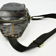Vintage Leather Mens Sling Bag One Shoulder Backpack Chest Bag Sling Backpack for men