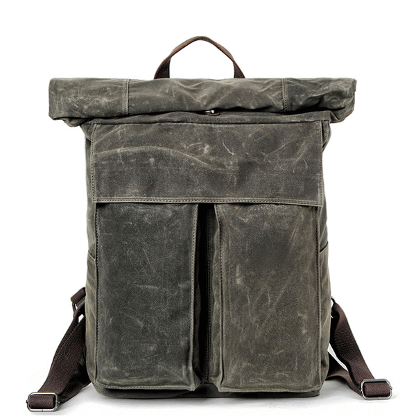 Cool Waxed Canvas Mens Waterproof 15.6'' Travel Backpack Hiking Backpack for Men - imessengerbags