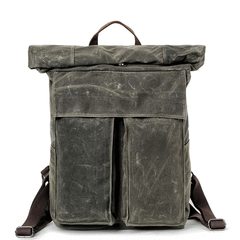 Cool Waxed Canvas Mens Waterproof 15.6'' Travel Backpack Hiking Backpack for Men - imessengerbags