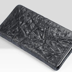 Handmade Leather Mens Cool Long Leather Wallet Zipper Clutch Wallet for Men - imessengerbags