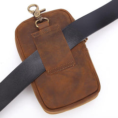 Cool Brown Leather Men's Cell Phone Holster Brown Belt Bag Belt Pouch For Men