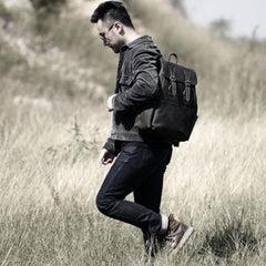 Handmade Leather Mens Cool Backpack Sling Bag Large Travel Bag Hiking Bag for men