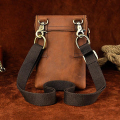 Mens Leather Small Belt Pouch Side Bag Waist Pouch Holster Belt Cases for Men