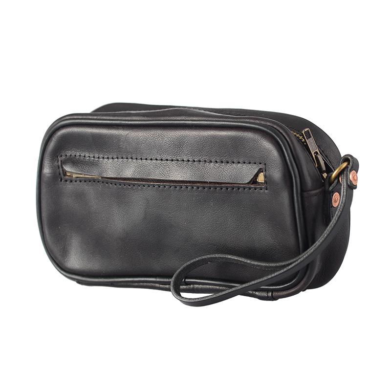 Coffee Cool Leather Mens Long Wallets Large Zipper Wallets Black Wristlet Clutch Vintage Clutch Purse For Men - imessengerbags