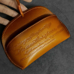 Handmade Vintage LEATHER MEN'S Womens Sunglasses Box Case Yellow Brown Glasses Holder For Men - imessengerbags