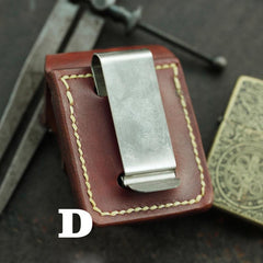 Cool Brown Leather Mens Holster Zippo Lighter Case Standard Zippo Lighter Holder with Belt Clip For Men