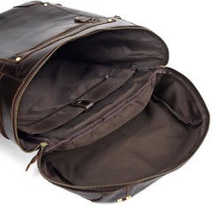 Casual Leather Mens 14inch Laptop Backpack School Backpack Barrel Travel Backpack for Men - imessengerbags