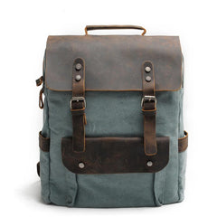 Cool Canvas Leather Mens 15'' College Gray Computer Backpack Travel Backpack for Men - imessengerbags