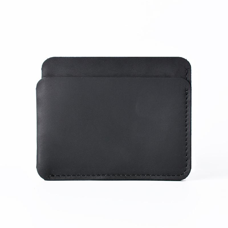 Vintage Brown Leather Men's Front Pocket Wallet Black Slim Card billfold Wallet Small Wallet For Men - imessengerbags