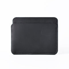 Vintage Brown Leather Men's Front Pocket Wallet Black Slim Card billfold Wallet Small Wallet For Men - imessengerbags