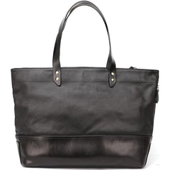 Fashion Coffee Leather Men Womens 14 inches Black Tote Bag Shoulder Tote Bag For Men - imessengerbags