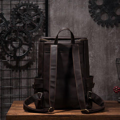 Cool Coffee Mens Leather Hiking Backpack Travel Backpack Leather Backpack for Men - imessengerbags