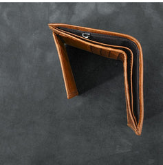 Brown Waxed Leather Mens Small Wallet billfold Trifold Card Wallet For Men - imessengerbags