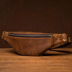 Vintage Brown Mens Leather Mens Fanny Pack Brown Waist Bag Hip Pack Belt Bag Bum bag for Men
