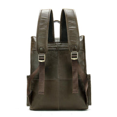 Fashion Leather Men's School Backpack 14inch Computer Backpack Satchel Backpack For Men - imessengerbags