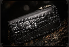 Handmade Leather Mens Chain Biker Wallet Cool Leather Wallet Long Clutch Wallets for Men