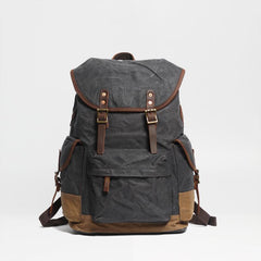 Cool Waxed Canvas Mens Casual 14'' Green Hiking Backpack Black Computer Backpack Travel Backpack College Bag for Men - imessengerbags