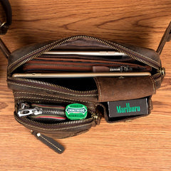 Cool Brown Leather Fanny Pack Mens Waist Bags Hip Pack Belt Bags Bumbags for Men