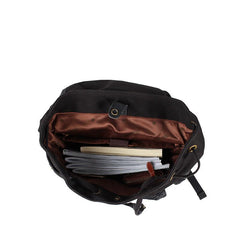 Fashion Canvas Leather Mens Backpack School Backpack Black Canvas Travel Backpack For Men