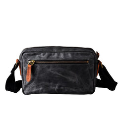 Gray Waxed Canvas Mens Casual Shoulder Bag Messenger Bags Casual Courier Bags for Men