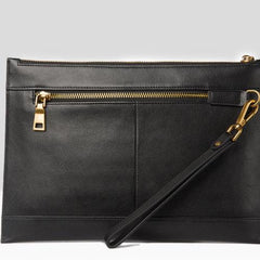 Handmade Leather Mens Clutch Cool Slim Lion Wallet Zipper Clutch Wristlet Wallet for Men
