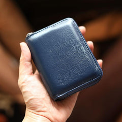 Black Leather Mens Card billfold Wallet Zipper Small Card Wallet Card Holders For Men