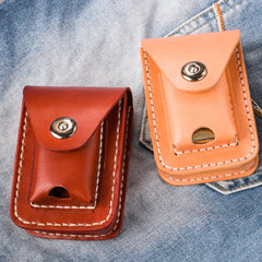 Handmade Leather Mens Leather Cigarette Case Cigarette Box Lighter Pocket Tobacco Pouch - imessengerbags