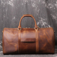 Cool Brown Leather Mens Overnight Bag Duffle Bag Travel Bag Weekender Bag for Men - imessengerbags