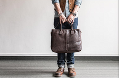 Genuine Leather Mens Briefcase Messenger Bag Laptop Bag Shoulder Bag for men